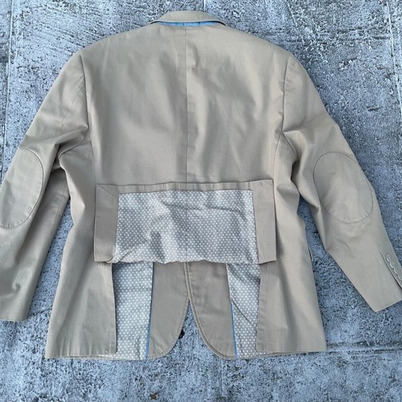 Made Cam Newton Men Blazer Beige Cotton Sport Coat Toe Button Jacket Size 42S - Picture 4 of 9